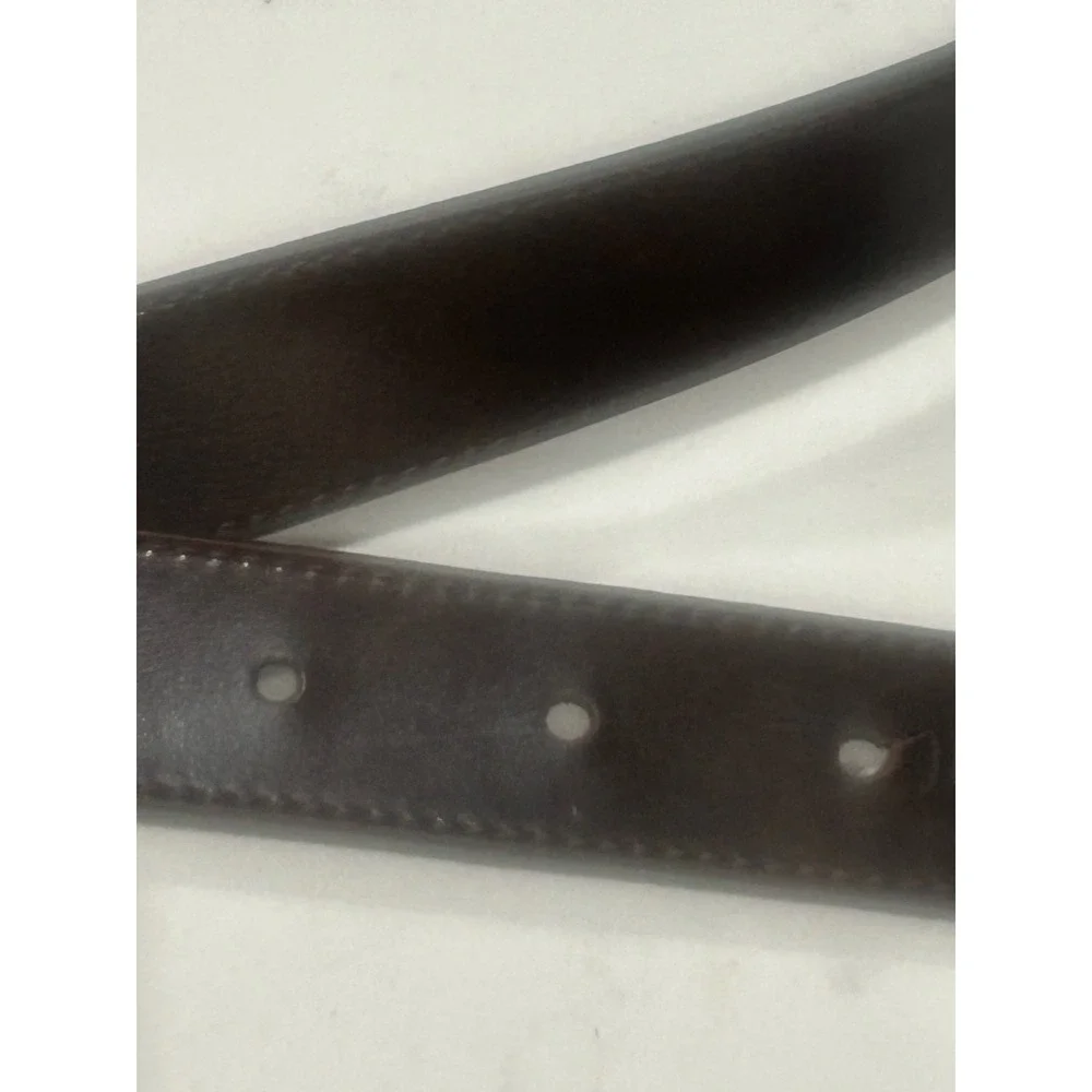 Vintage Gucci Parfums Brown Leather Belt Silver Interlocking GG Buckle 38/95